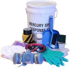 Mercury spill kits with Mercsorb amalgamation powder