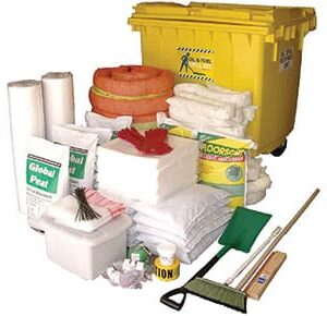 Spill Kit: Oil & Fuel Outdoor - Large Mobile Bin 1,270L Absorbent Capacity